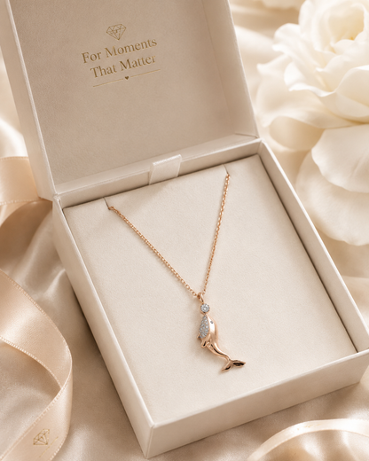 AANYA Dolphin Heart CZ Silver Pendant