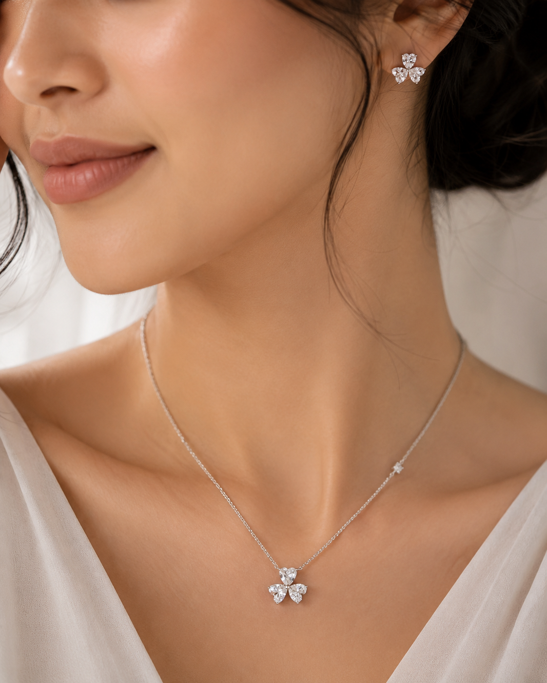 AANYA Flora Heart Blossom CZ Station Set