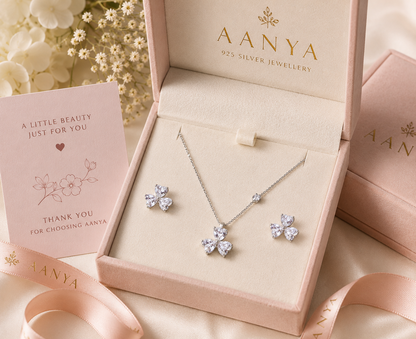 AANYA Flora Heart Blossom CZ Station Set