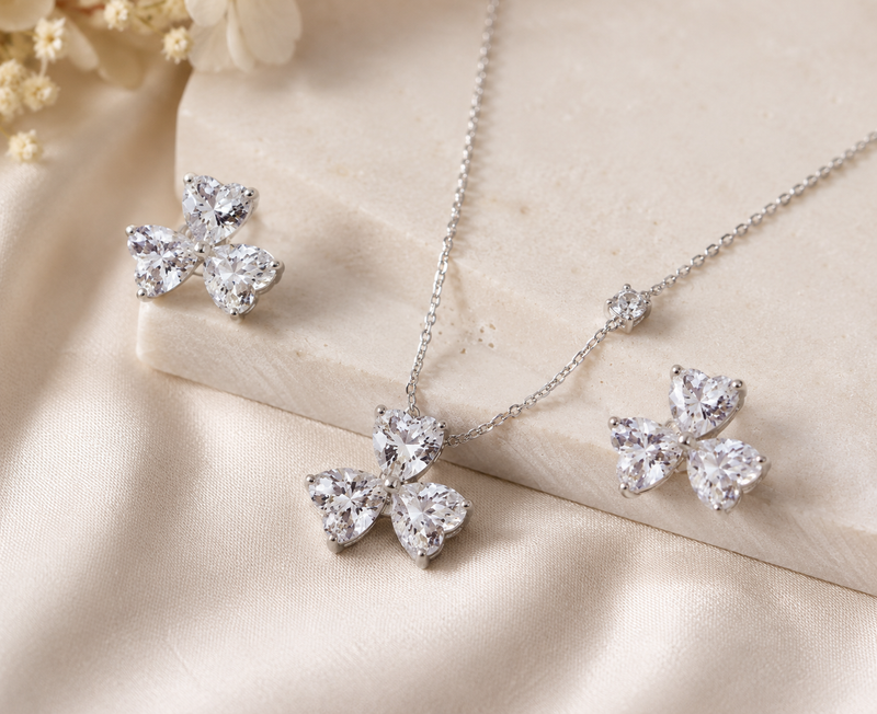AANYA Flora Heart Blossom CZ Station Set