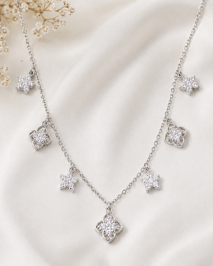 AANYA Floral CZ Station Necklace