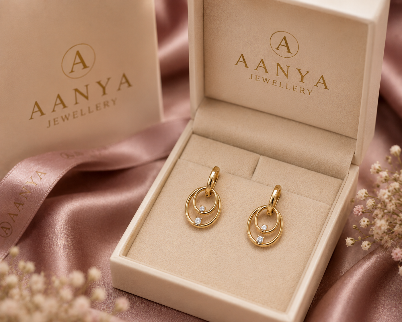 AANYA Gold Polished Classic Layered Hoop Earrings
