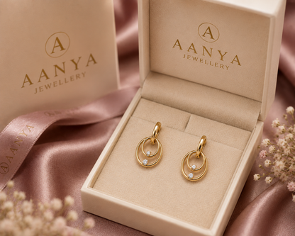 AANYA Gold Polished Classic Layered Hoop Earrings