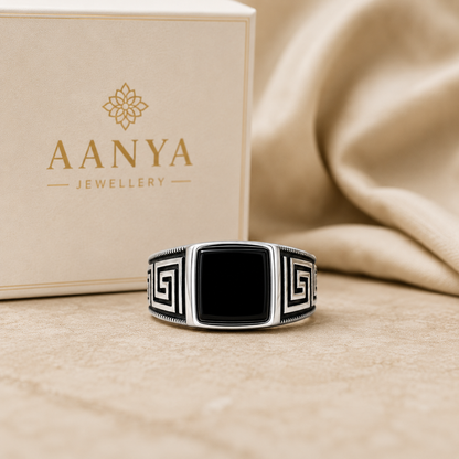 AANYA Imperial Greek Silver Ring
