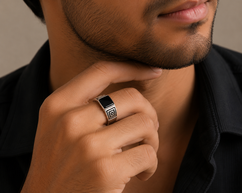 AANYA Imperial Greek Silver Ring