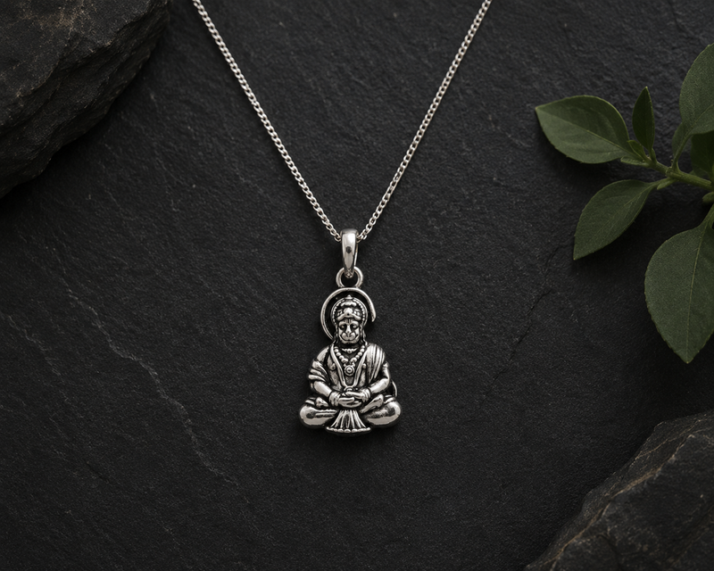 AANYA Lord Hanuman Silver Pendant