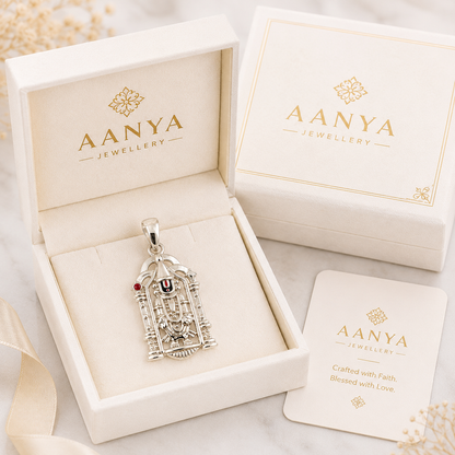 AANYA Lord Venkateshwara Silver Pendant