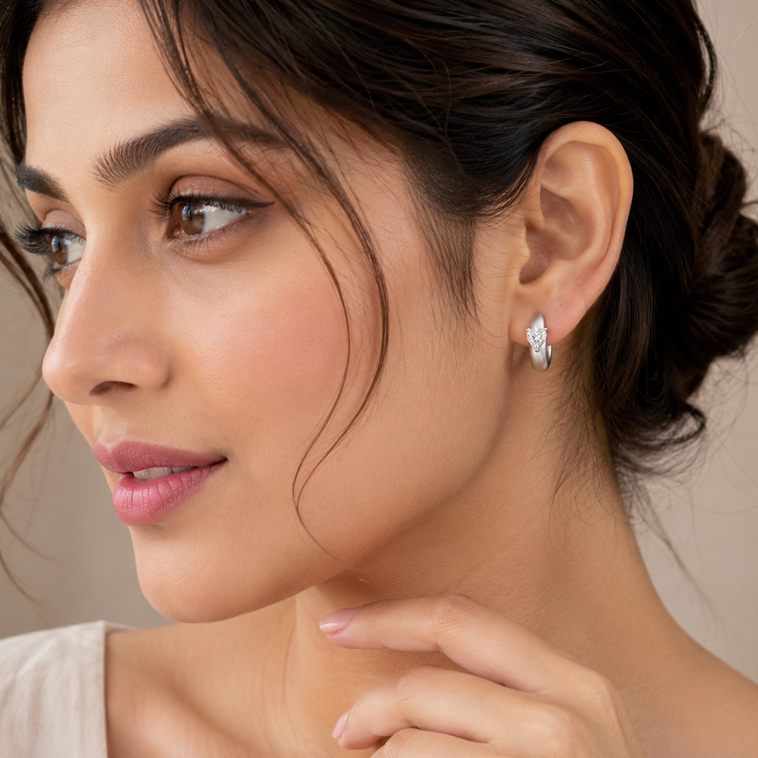 AANYA Petite CZ Curve Stud Earrings