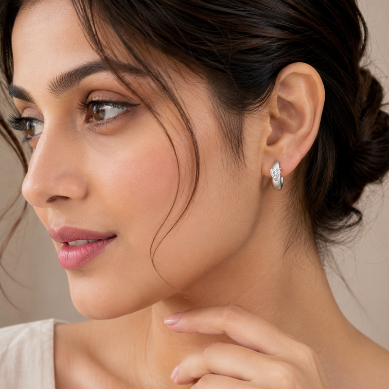 AANYA Petite CZ Curve Stud Earrings