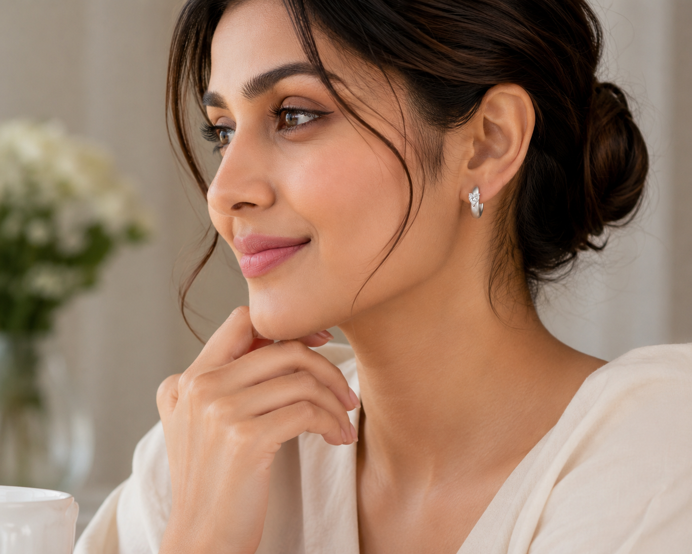AANYA Petite CZ Curve Stud Earrings