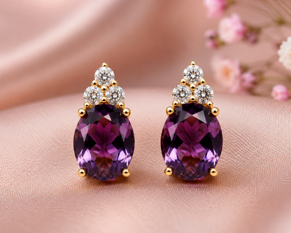 AANYA Purple Amethyst CZ Stud Earrings