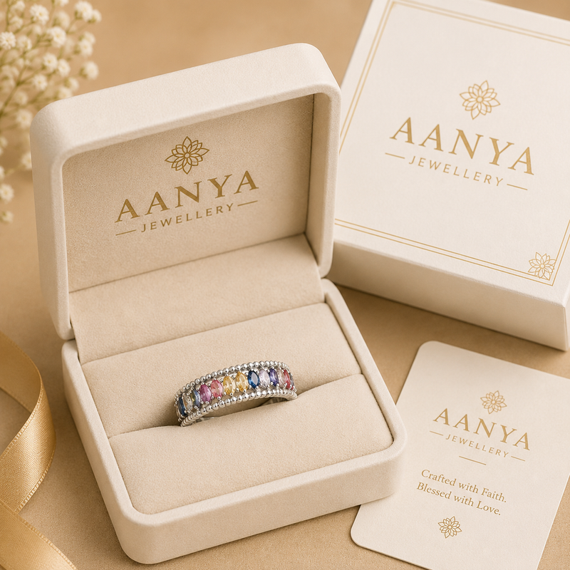 AANYA Sleek Baguette Silver Band