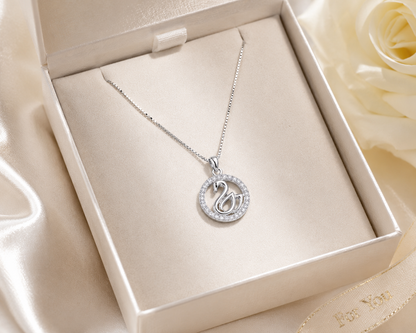 AANYA Swan Halo CZ Silver Pendant