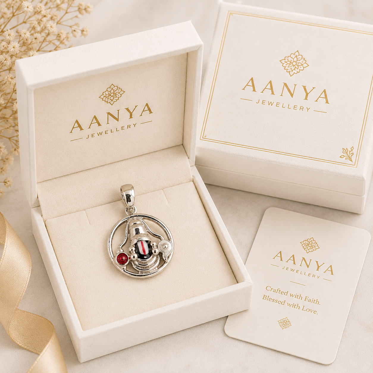 AANYA Tirumala Venkateswara Silver Pendant