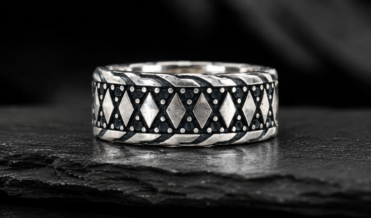 AANYA Viking Weave Oxidised Band Ring