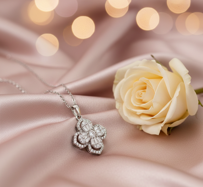 Floral CZ Pendant Chain