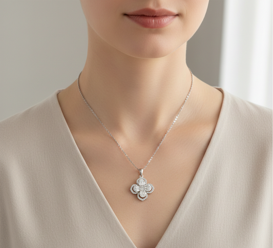 Floral CZ Pendant Chain