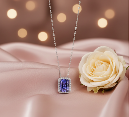 Tanzanite Blue Solitary Pendent Chain