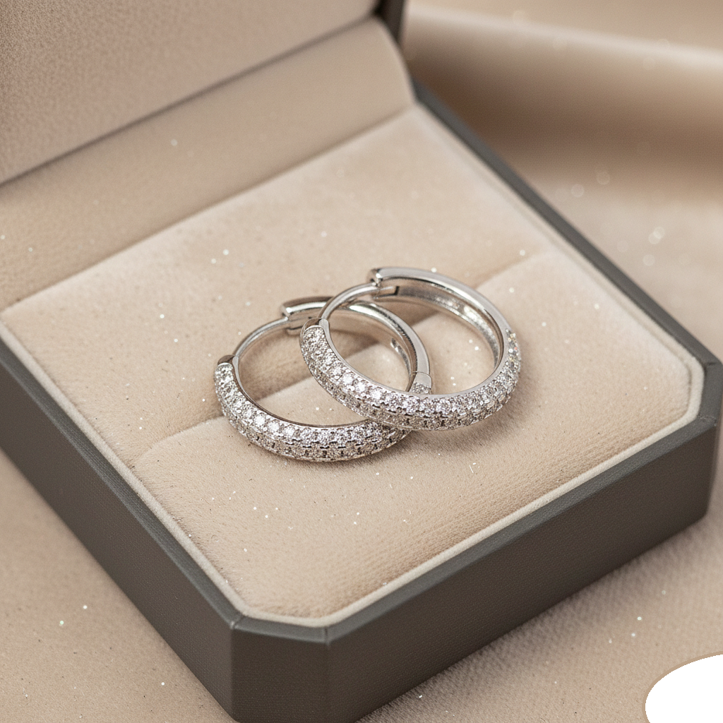 Minimal CZ Curve Hoop Earrings