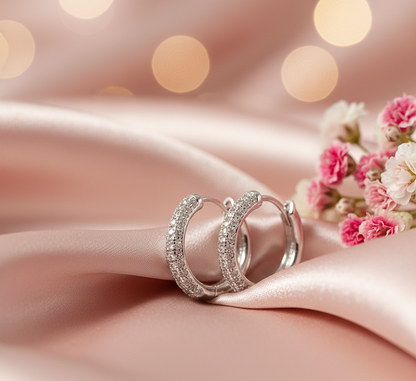 Minimal CZ Curve Hoop Earrings