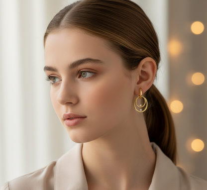 Gold-Polished Classic Layered Hoop Earrings