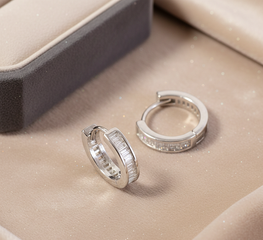 Slim CZ Hoop Earrings