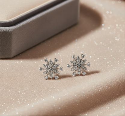 Snowflake CZ Stud Earrings