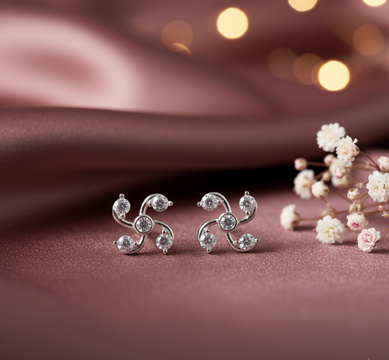 Swirl Sparkle Stud Earrings