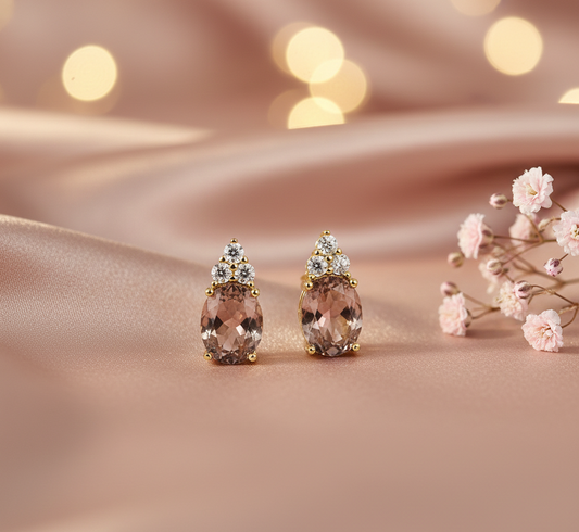 Champagne Amethyst CZ Stud Earrings