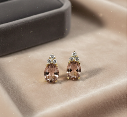 Champagne Amethyst CZ Stud Earrings