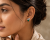 AANYA Emerald Winged CZ Stud Earrings