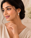 AANYA Flora Pearl CZ Drop Earrings