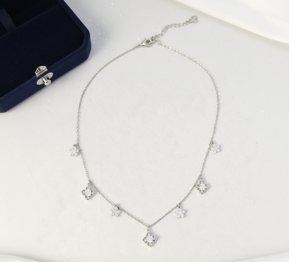 Floral CZ Station Necklace