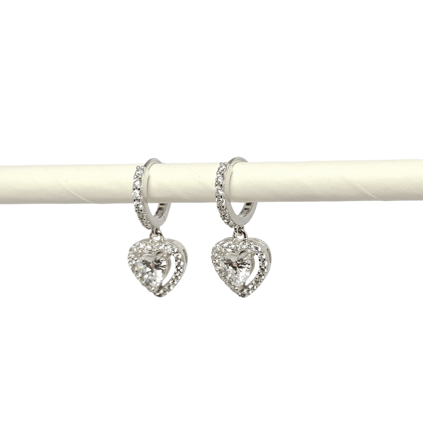 Heart Halo CZ Hoop Earrings