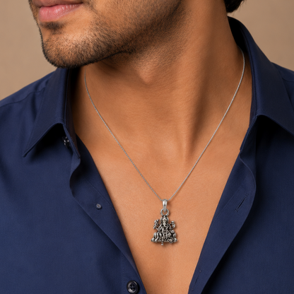 AANYA Lord Ganesha Silver Pendant