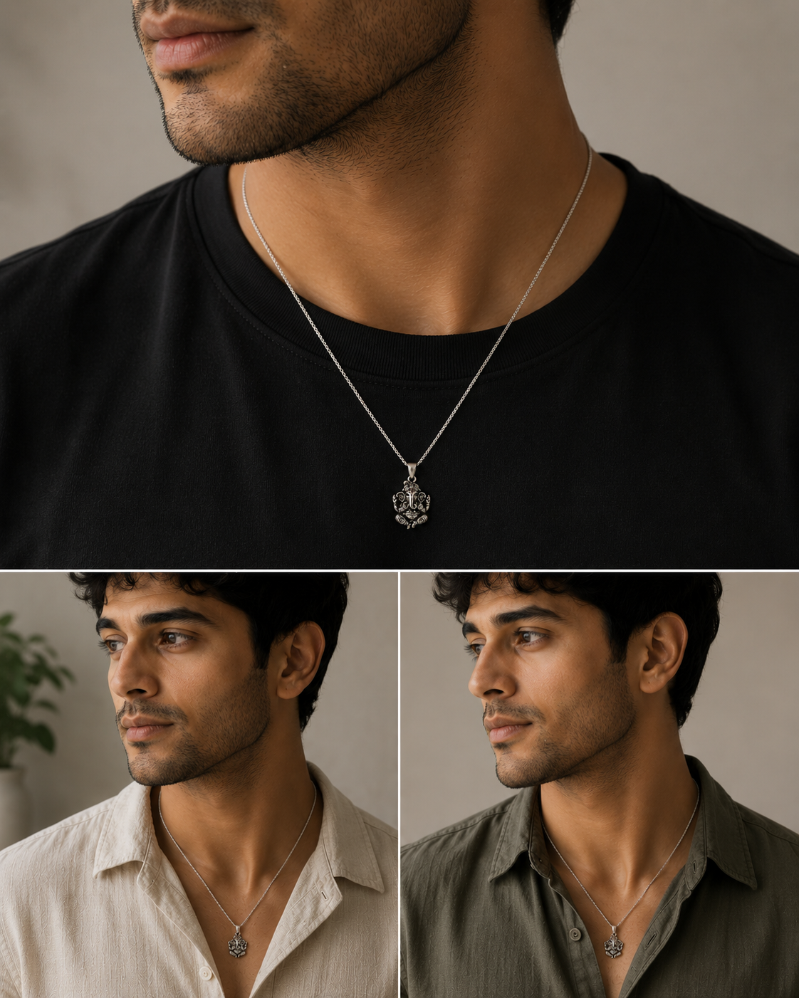 AANYA Lord Ganesha Silver Pendant