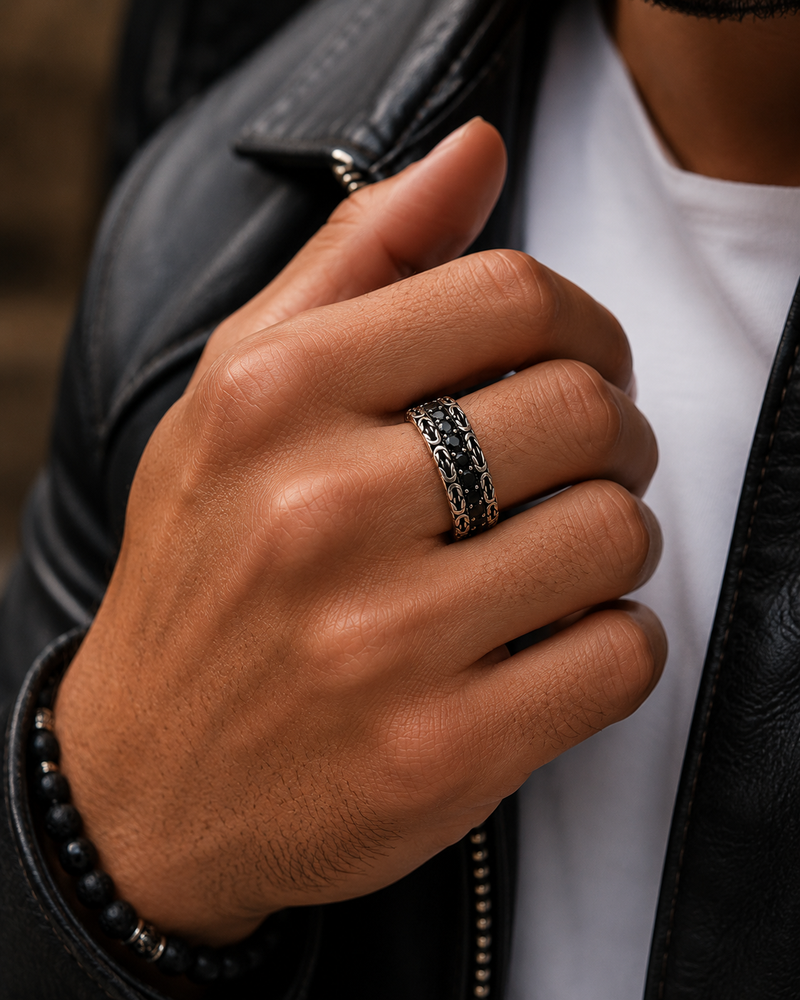 Midnight Monarch Silver Ring