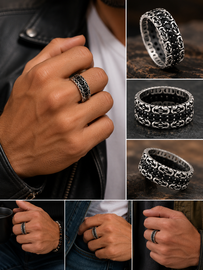 Midnight Monarch Silver Ring