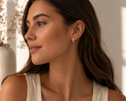 AANYA Minimal CZ Curve Hoop Earrings