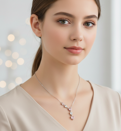 Blush Heart Cascade Necklace