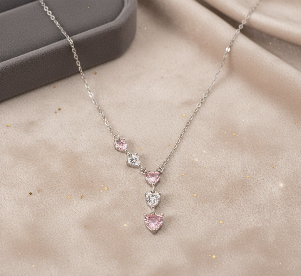 Blush Heart Cascade Necklace