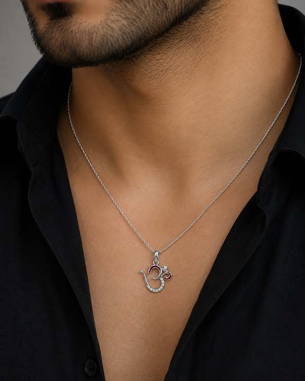 OM CZ 925 Silver Pendant