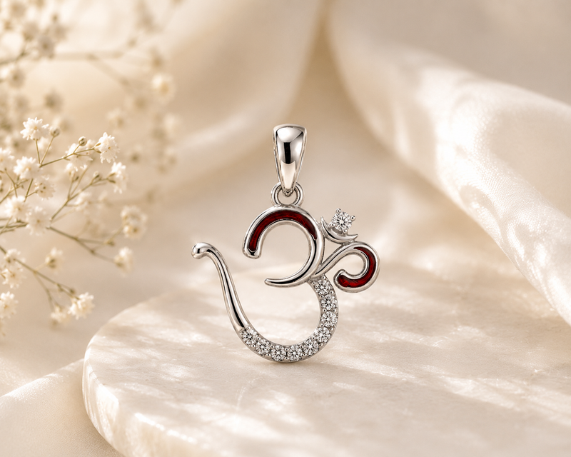 OM CZ 925 Silver Pendant