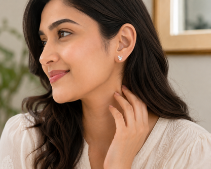 AANYA Pearl Dragonfly CZ Stud Earrings