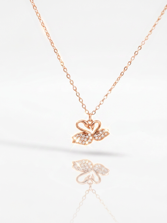 Twin Swan CZ Silver Pendant