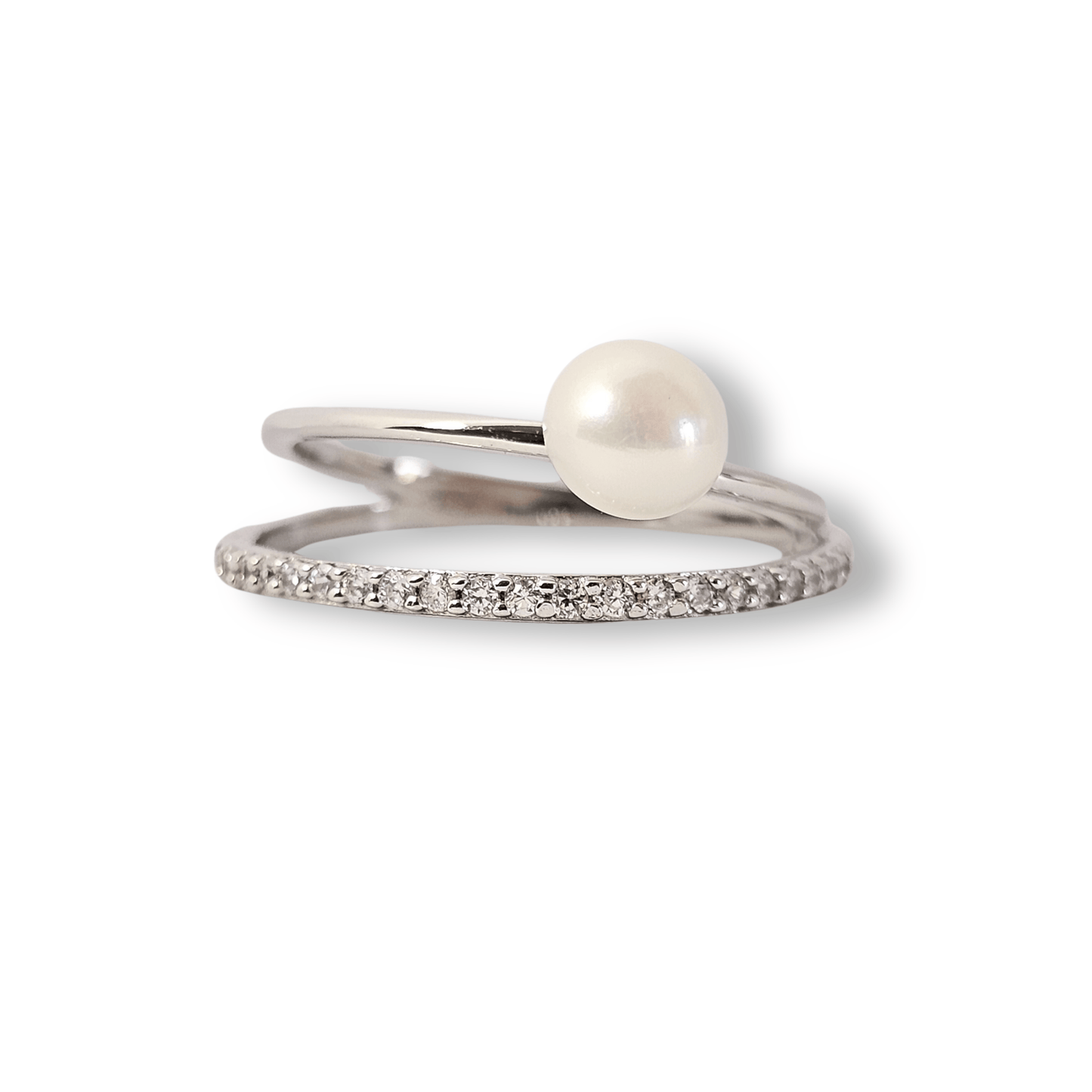 Pearl CZ Open Ring