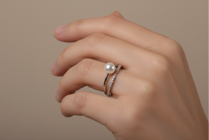 Pearl CZ Open Ring