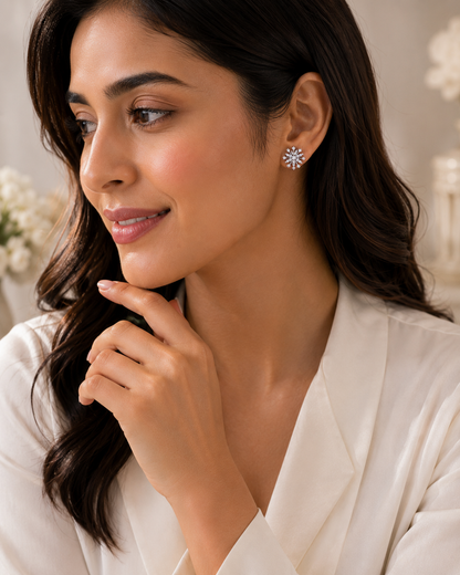Snowflake CZ Stud Earrings