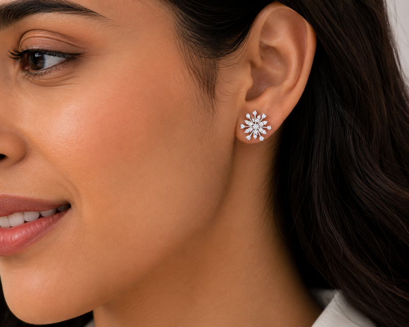 Snowflake CZ Stud Earrings