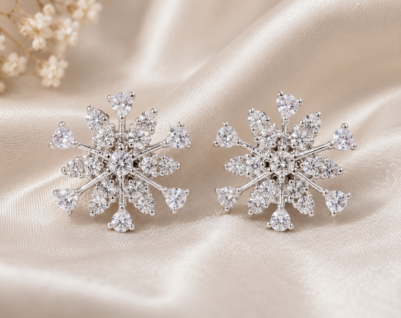 Snowflake CZ Stud Earrings